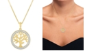 Macy's Diamond Tree 18" Pendant Necklace (1/10 ct. t.w.) in 14k Gold-Plated Sterling Silver